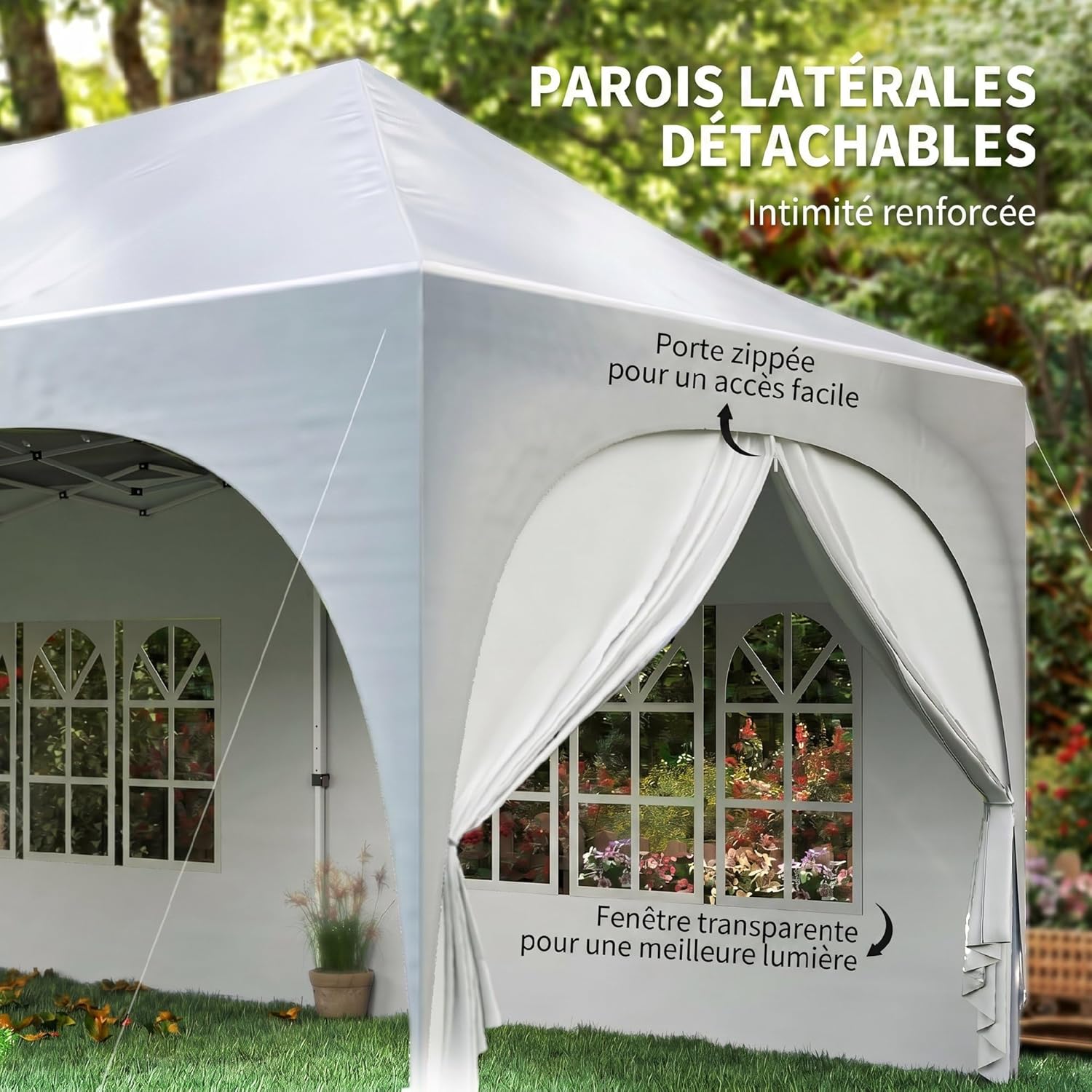 Outsunny - tonnelle pliante 3x6m, imperméable, anti-UV, 6 parois