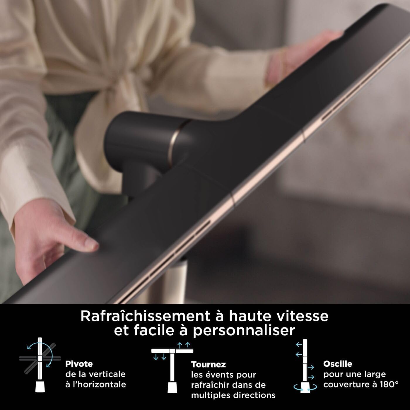 Shark - TurboBlade série - ventilateur colonne sans pale, 180°, 10 vitesses, gris - TF200SEU