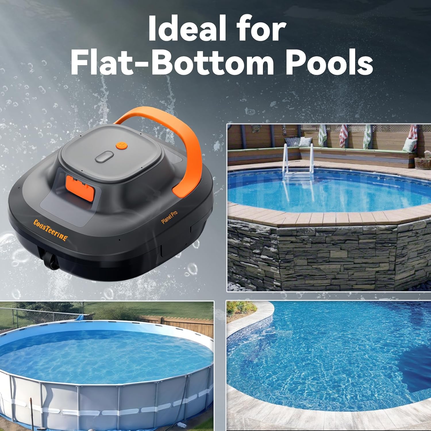 (Upgrade 2026) Coasteering Robot Piscine sans Fil, 200 Min Autonomie, 5200mAh, Aspiration 140 L/Min, Compatible Eau Salée & Douce, 2 Moteurs Brushless, Nettoyeur Automatique pour Piscines 120 m²