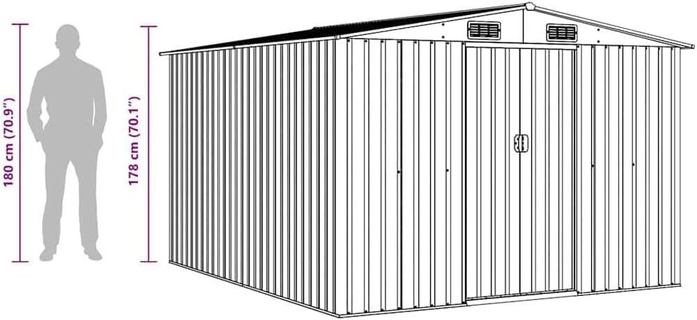 vidaXL - Abri de jardin métal 257x298x178cm anthracite, cabane à outils