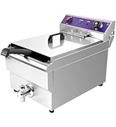 MOOTACO Friteuse électrique,16LCommerciale friteuse avec valve de vidange acier inoxydable,Profes...