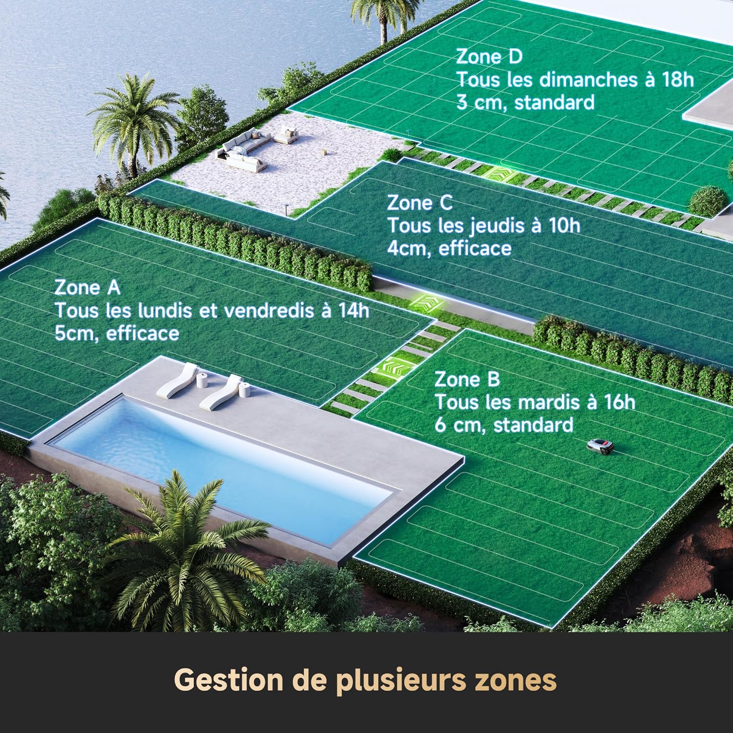 Dreame - A2 série - robot tondeuse 3000m², LiDAR 3D, caméra IA, pente 26,5° - A2 3000