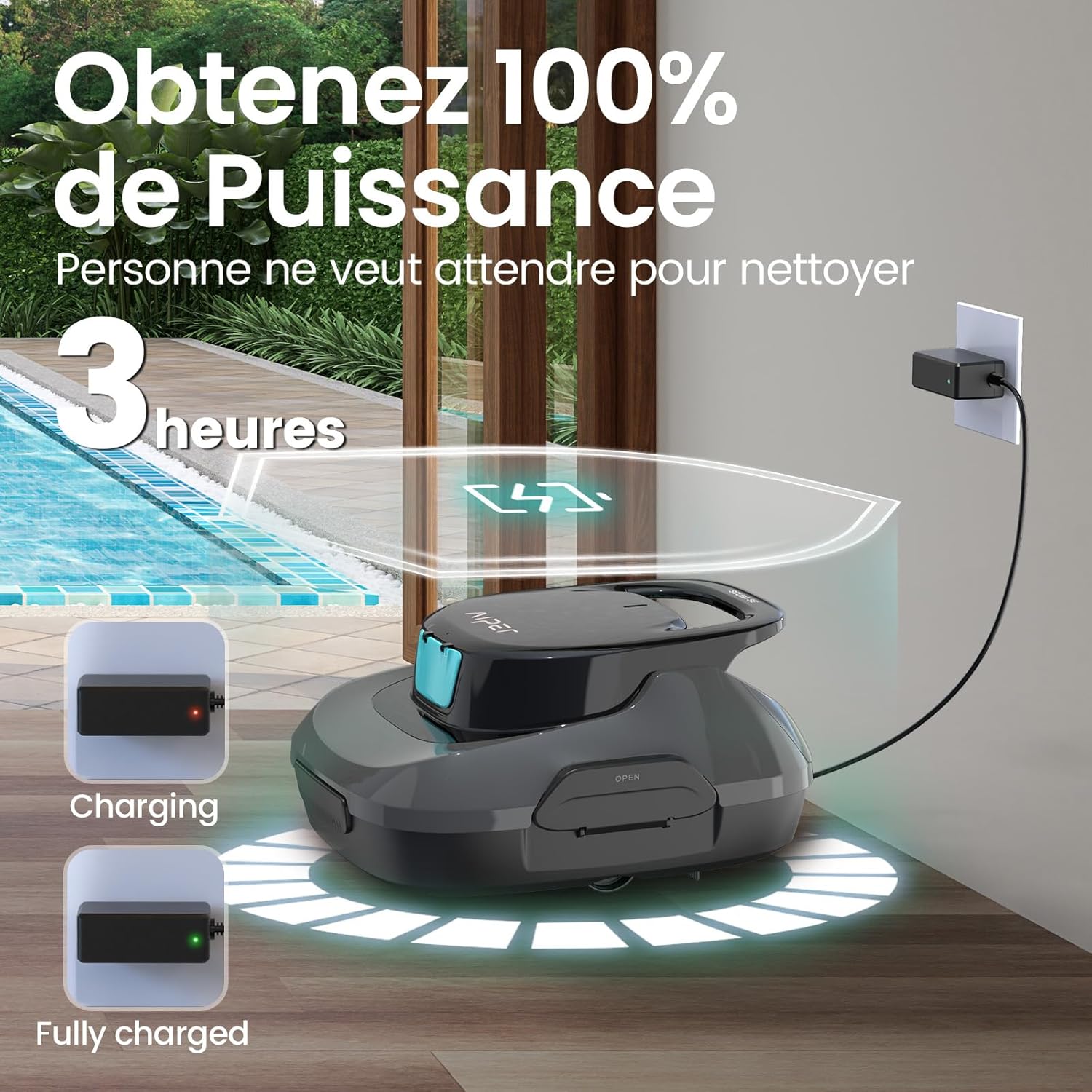 AIPER - Scuba SE - compact, sans fil, 90min, 80㎡, station auto