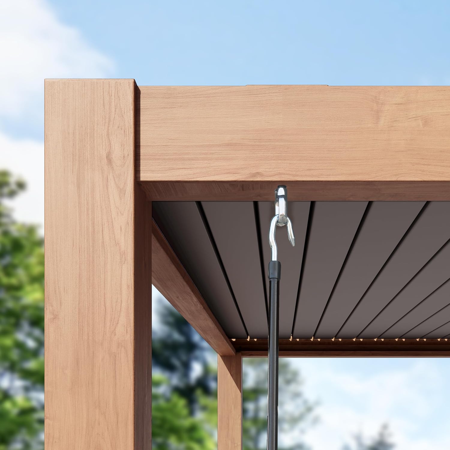 PRIMEYARD - Pergola série aspect bois, 3x3m, lames alu orientables