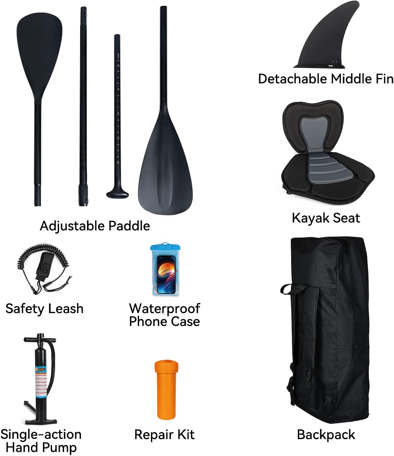 YU YUSING - Paddle gonflable adulte - 320/335cm - 2 places, siège kayak, pagaie alu, support caméra, pompe, 150kg