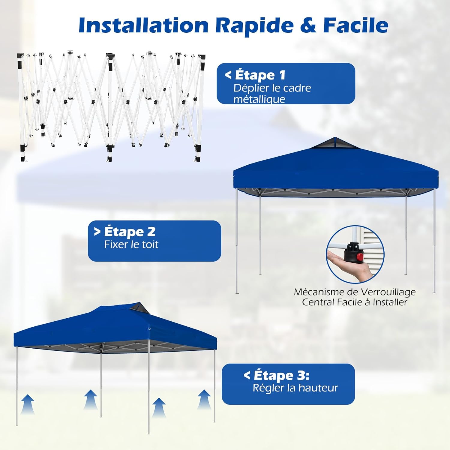 GOPLUS - tonnelle de jardin pliante 3x3m, toit ventilé, sac de transport, protection solaire