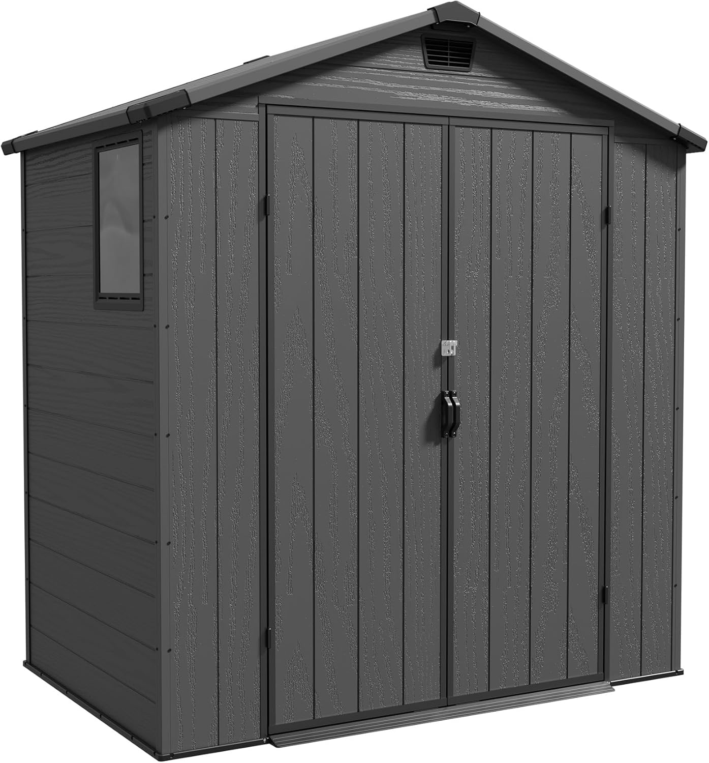 Triumphkey Abri de rangement extérieur de 1,8 x 1,2 m, abri de jardin en plastique avec porte verrouillable, résistant aux intempéries, pour vélo, outils et poubelle de rangement pour pelouse