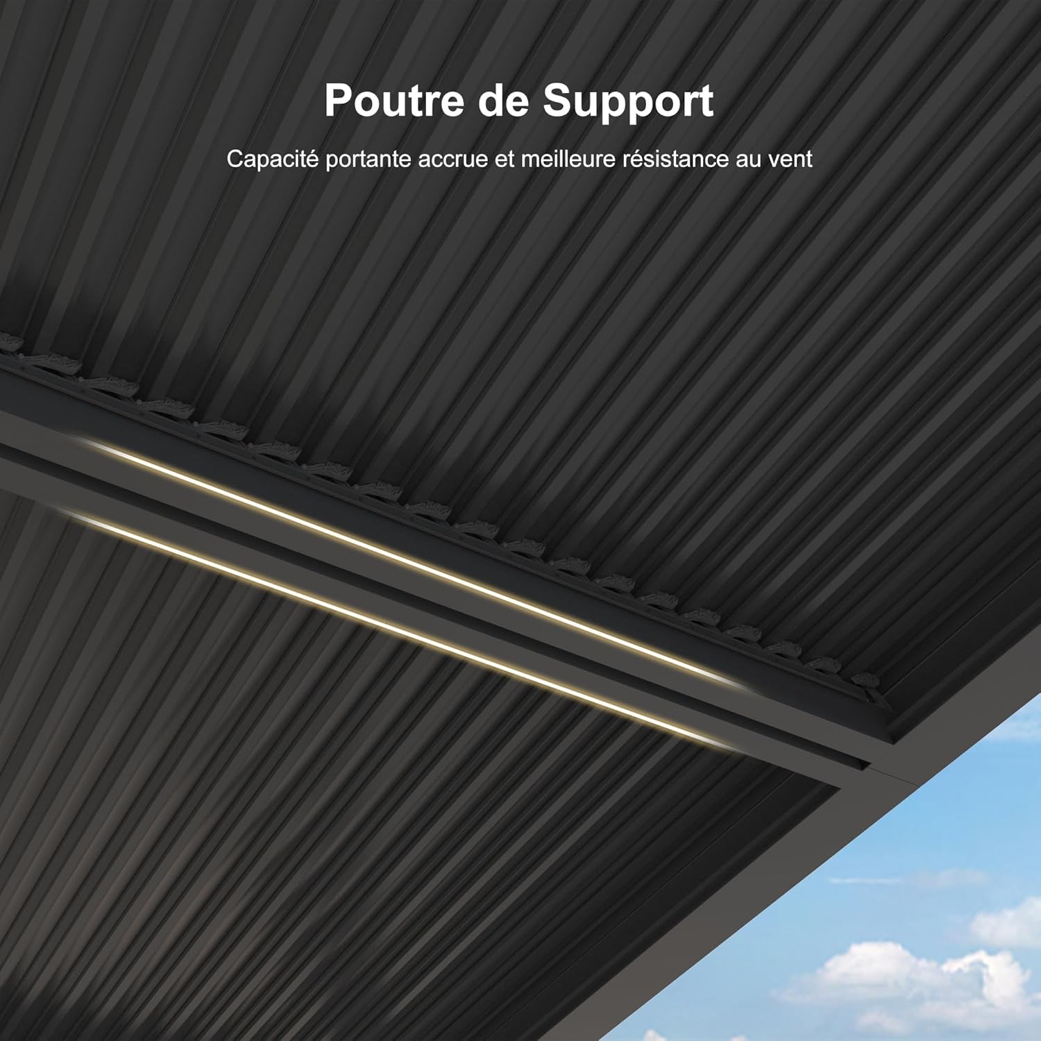 PURPLE LEAF - Pergola bioclimatique - 4,8x3,68m - lames orientables, éclairage, aluminium, 17,66m²