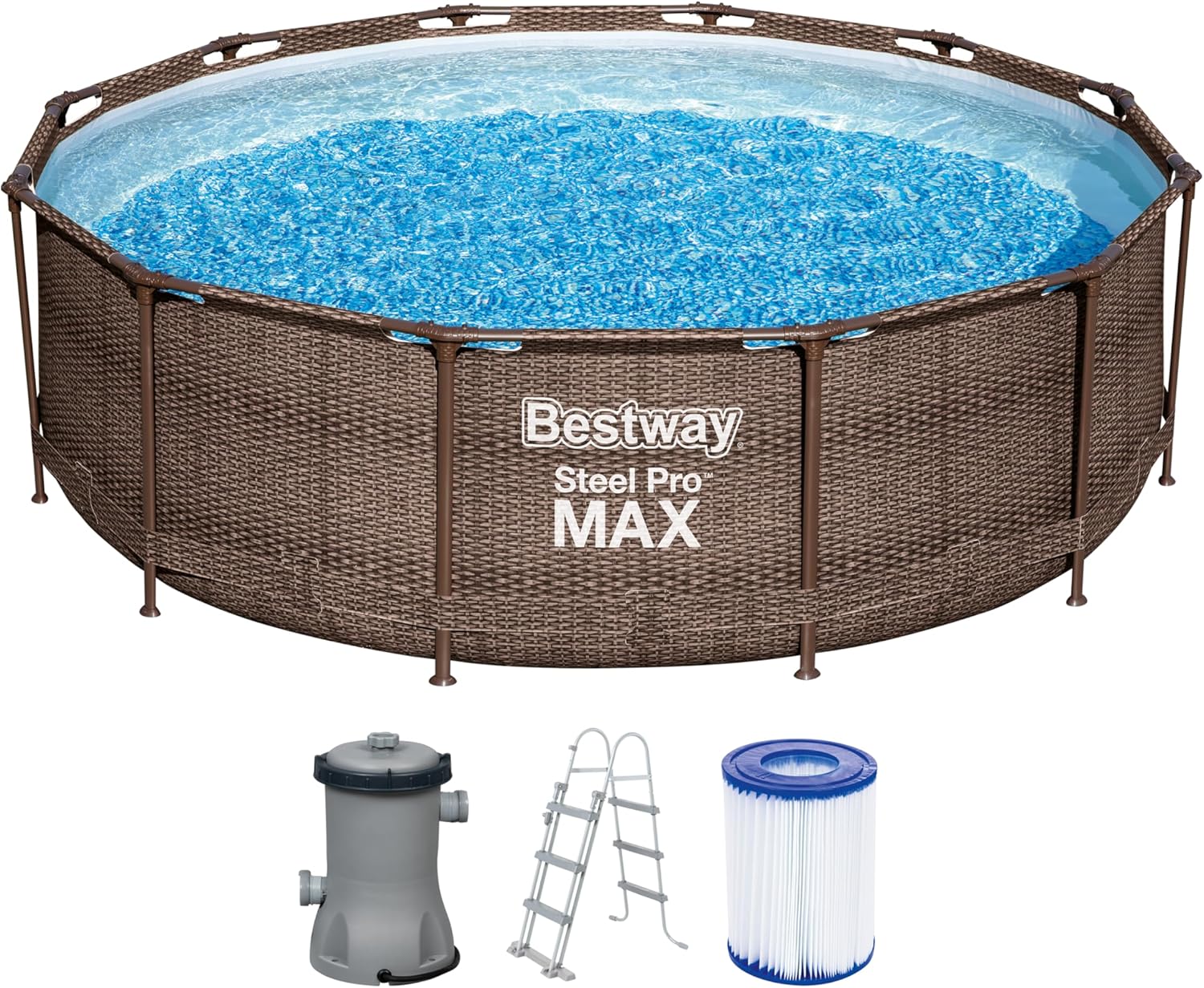 Bestway - Steel Pro (Kit Piscine Hors Sol) - 366x366x100 cm - Marron