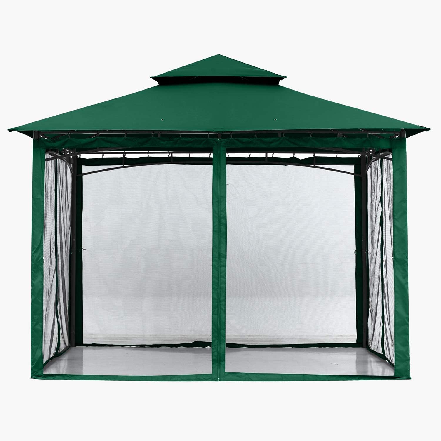ABCCANOPY - tonnelle jardin double toit 3,35x3,35m, filet ombre, vert foncé