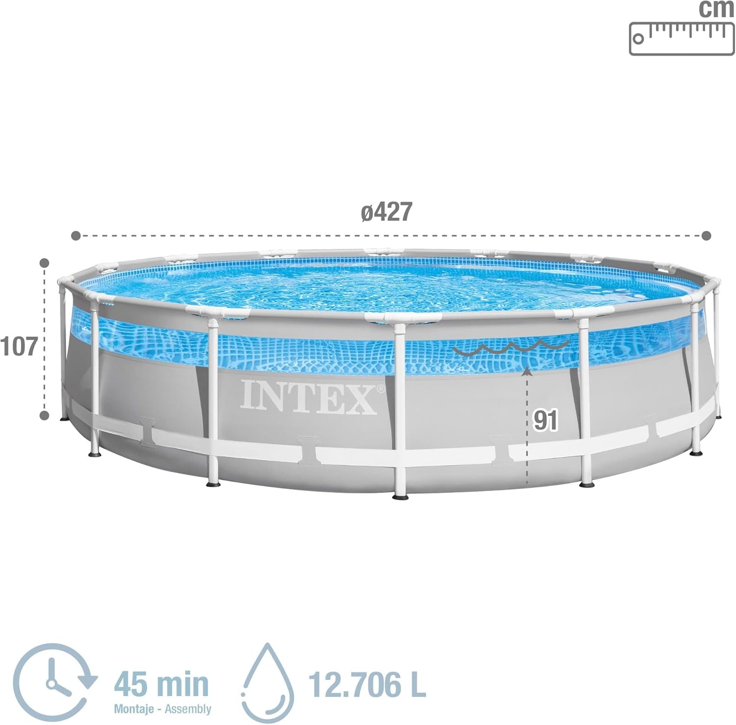 Intex - piscine tubulaire Clearview - 4,27 x 1,07 m - gris - 26722NP