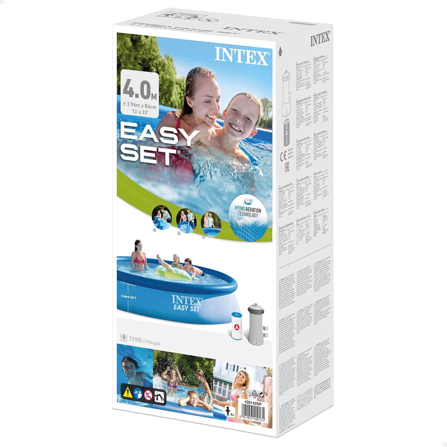 Intex - 28142NP - Kit Piscine Easy Set Autoportante (ø) 3,96 x (h) 0,84m avec Epurateur à Cartouche 1,7m3/h