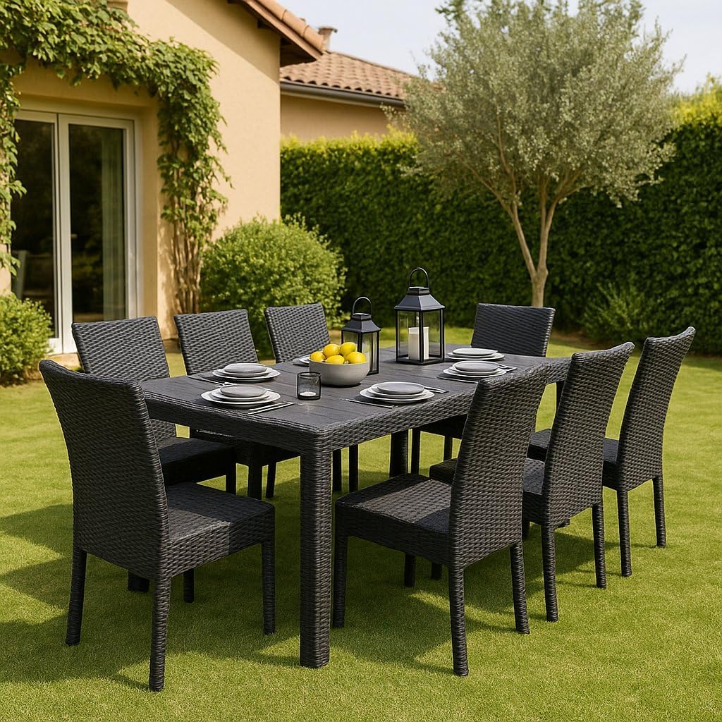 Dmora - table extensible extérieur anthracite - 150x90x72 cm - Made in Italy