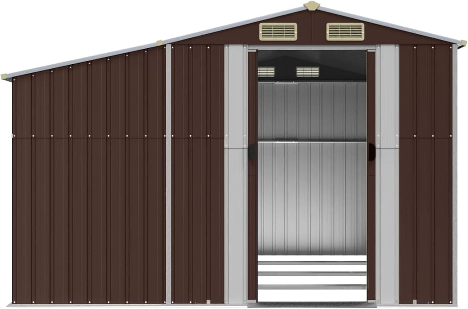 LAPOOH Abri de Jardin Marron 277x365,5x179 cm Acier galvanisé,Abris De Jardin,Abri De Stockage pour Jardin,Abri D'Outils De Jardin