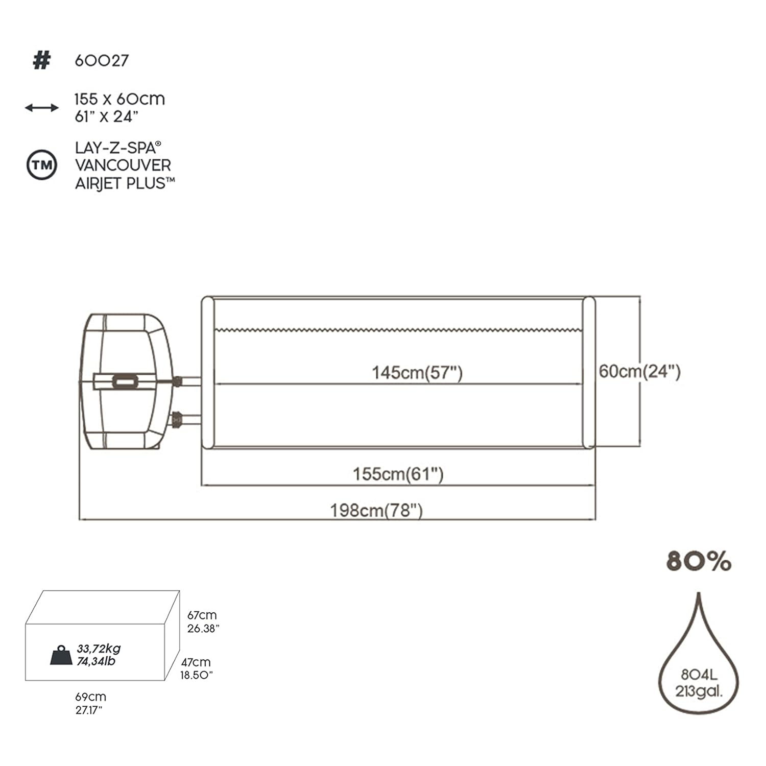 Bestway - Vancouver AirJet Plus - 155x60 cm - Spa gonflable 61