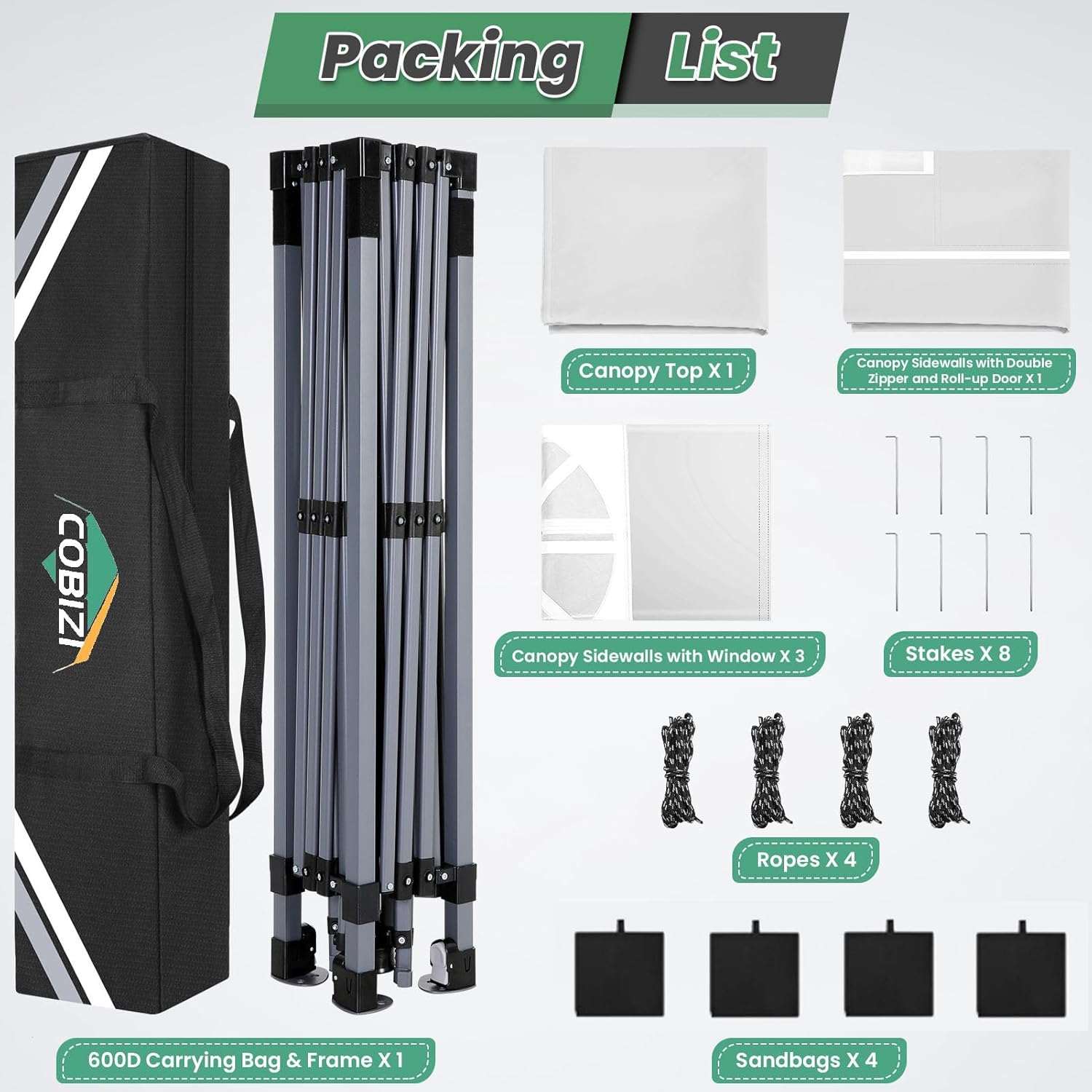 Cobizi - Tonnelle Pliante 3x3m - Imperméable, Ventilation, Idéal Jardin - BAR-3005