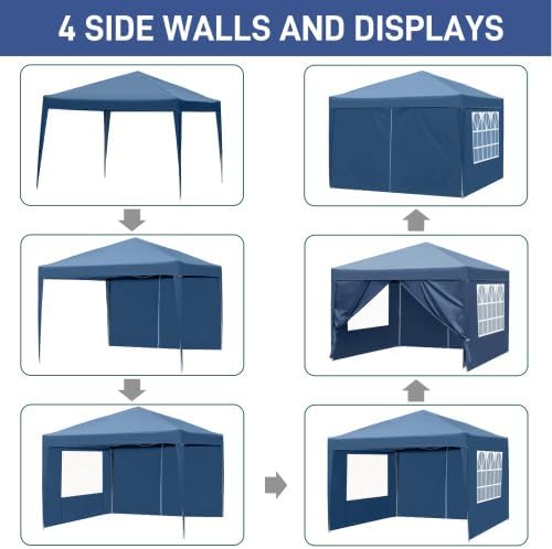 Bonnlo - tonnelle pliante série 3x3m imperméable, 4 parois, bleu royal