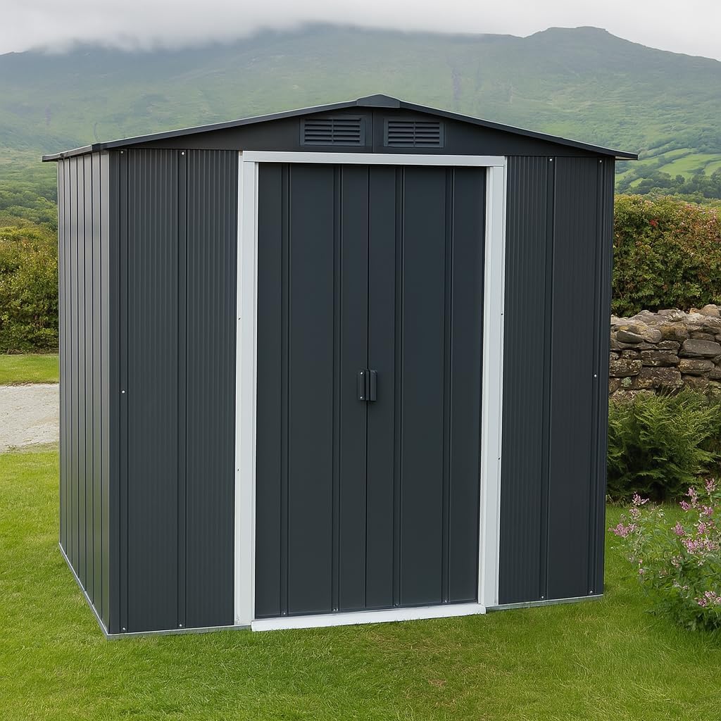 Duramax ECO 6 x 6 (3.33 m²) abri de jardin en métal, galvanisé à chaud, Abri de stockage d'outils, structure de toit renforcée, abri sans entretien, anthracite