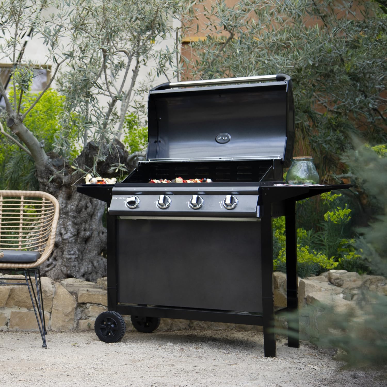 Happy Garden - Barbecue gaz RENO - 4 brûleurs 14kW avec thermomètre