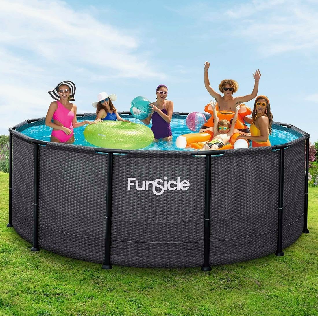 FUNSICLE Piscine Tubulaire Ronde Noire Ø3,66m x h1,22m