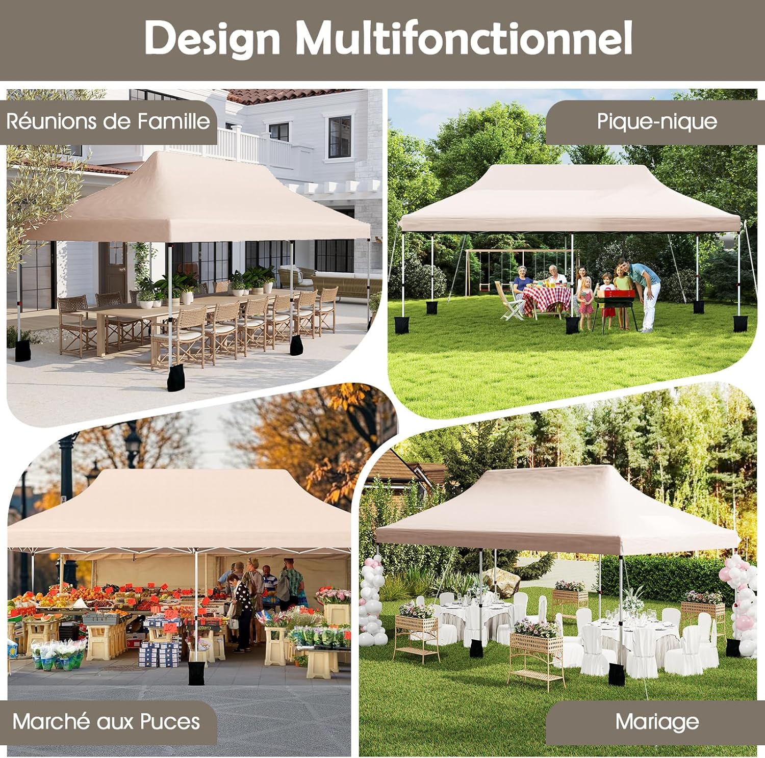 GOPLUS - barnum pliant série jardin - 3x6m - imperméable, sac transport