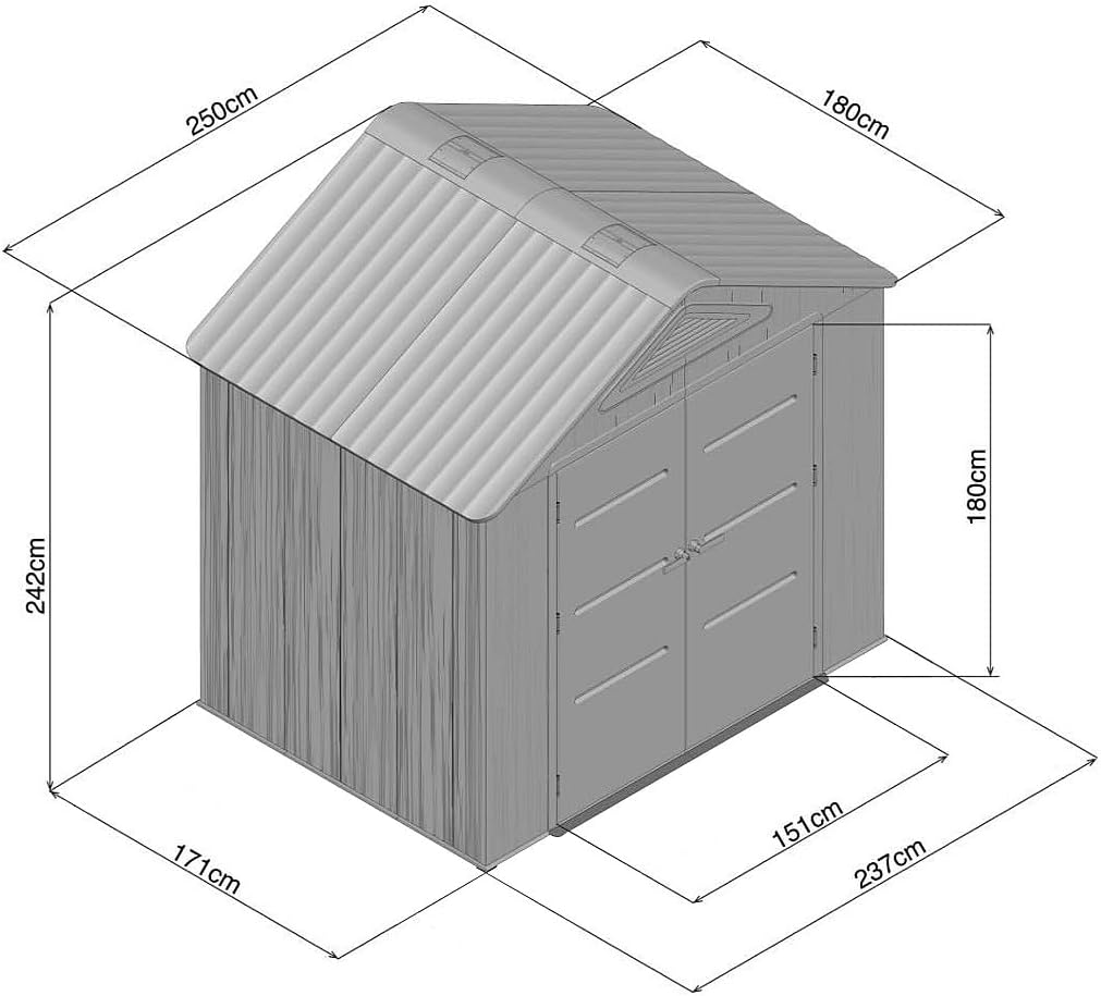 Vente-unique - Abri de jardin résine 4,5m², beige/marron, plancher, 22mm - ANTEVA