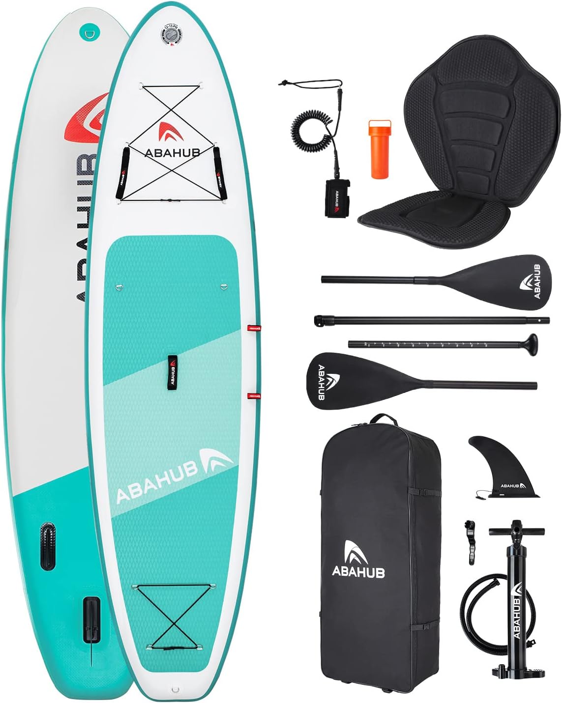 Abahub Paddle Gonflable Adulte avec Siege Stand Up Paddle Planche de Sup Ensemble de Planche de Stand Up Paddle, Bleu/Vert/Orange avec Pagaie Aluminium Réglable, Siège Kayak 320cmx 78/84cmx 15cm
