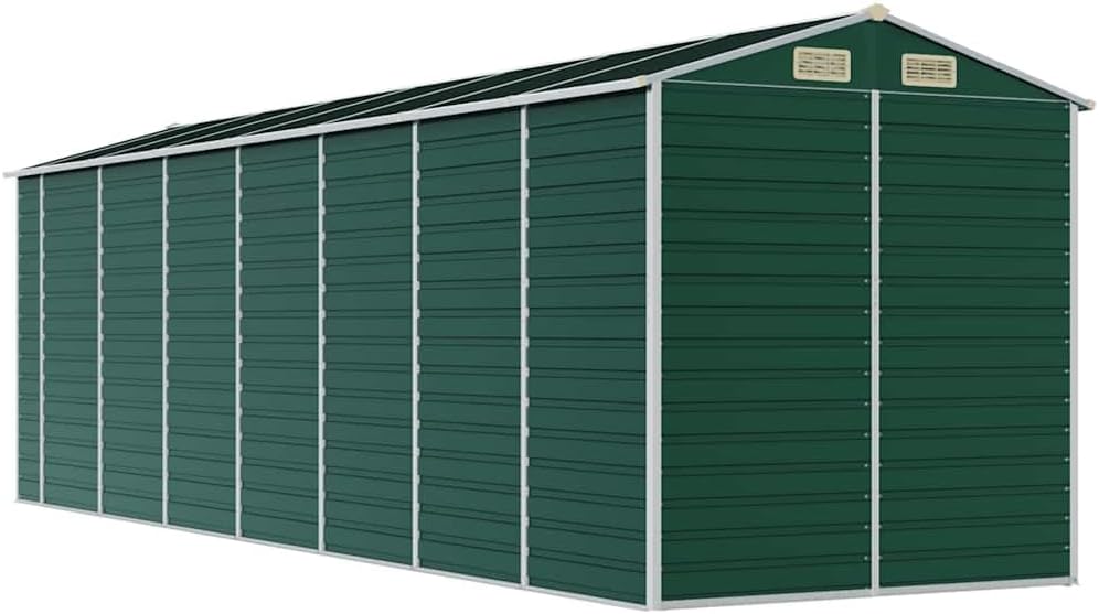 vidaXL - Abri de jardin - 191x640x198 cm - Acier, toit incliné, vert
