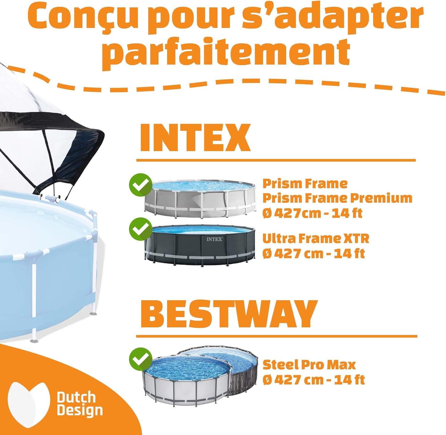 EXIT Toys - Dôme Piscine Universel ø 427 cm Transparent pliable - 427CM