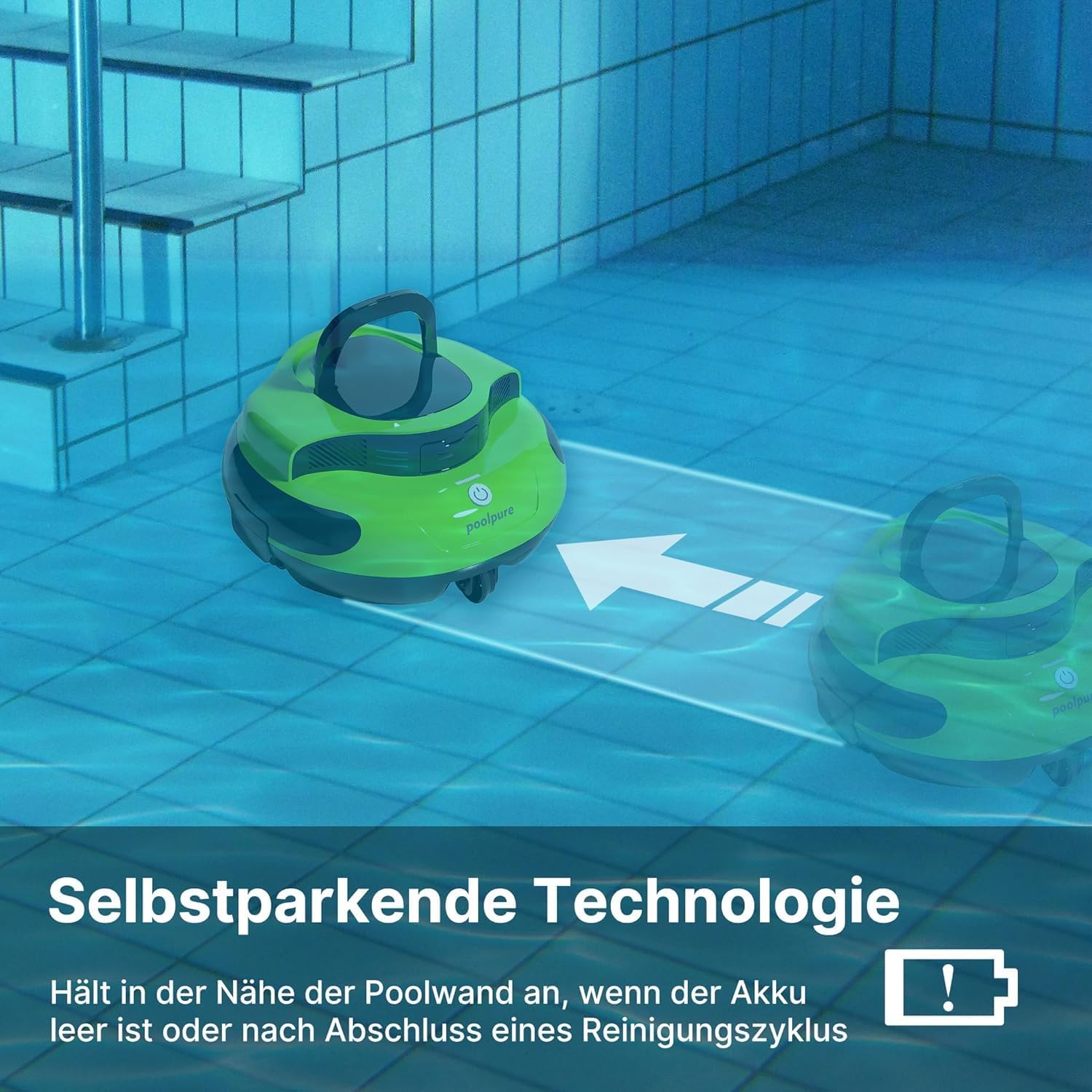 POOLPURE - aspirateur piscine sans fil - 5000mAh, double moteur, LED, 90m², IPX8