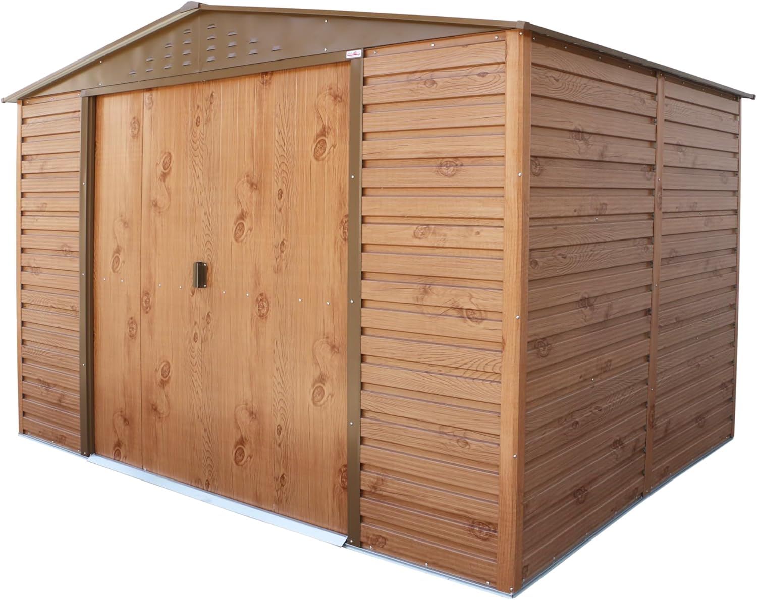 Duramax Alpine 10 x 8 (7,82 m²) Abri de Jardin en métal avec Base, Acier galvanisé à Chaud, Structure de Toit renforcée, Abri de Jardin sans Entretien et résistant aux intempéries, Grain de Bois