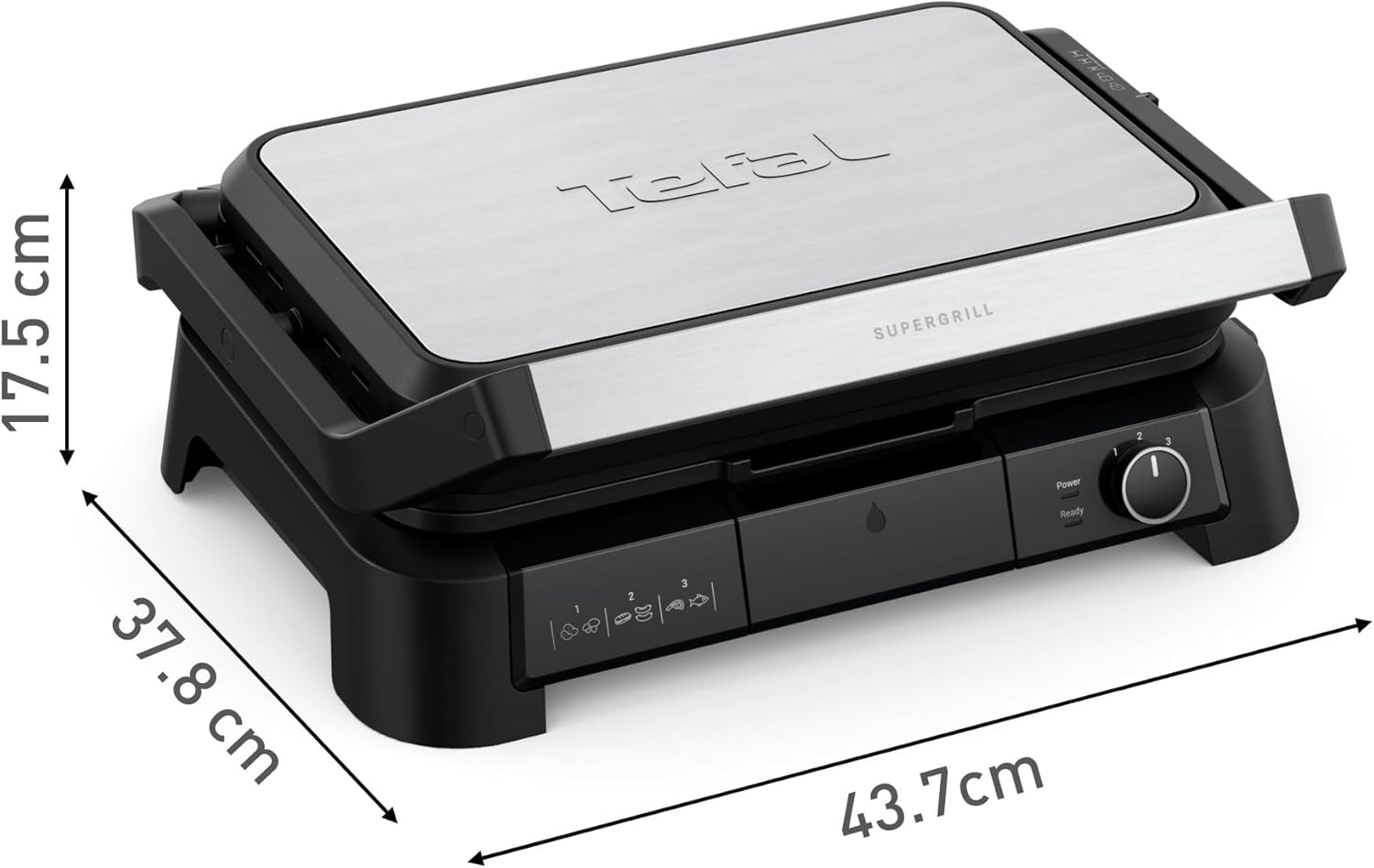 Tefal - SuperGrill 3-en-1 XL - Surface XL - Thermostat réglable, 2200W - GC520DE0
