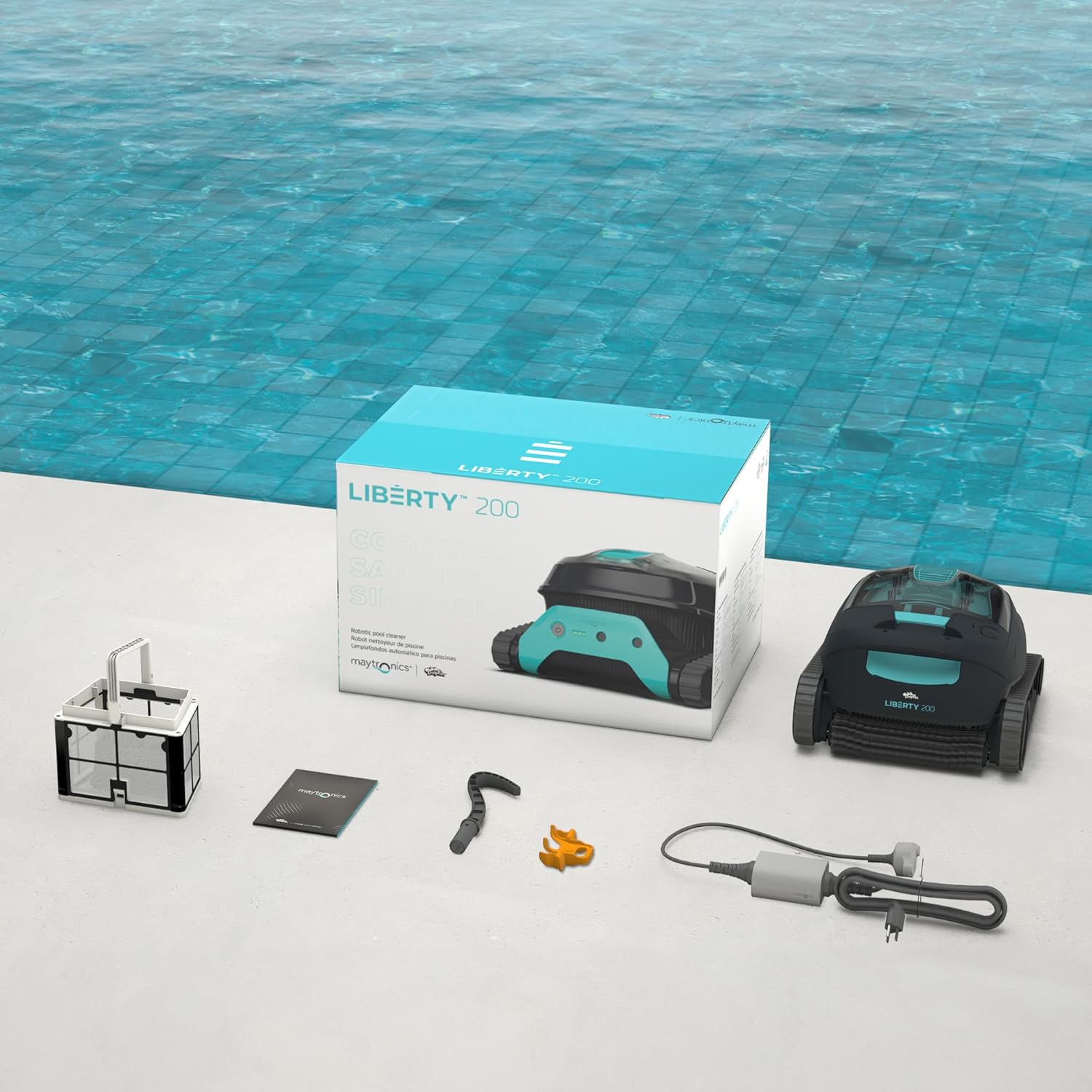 Dolphin Liberty 200 Aspirateur Piscine sans Fil, Robot Piscine Fond et Parois, Ligne d'eau, Système de Filtration Ultra-Fine, 150Min d'Autonomie, pour Piscines Enterrées & Hors Sol Jusqu’à 10 m