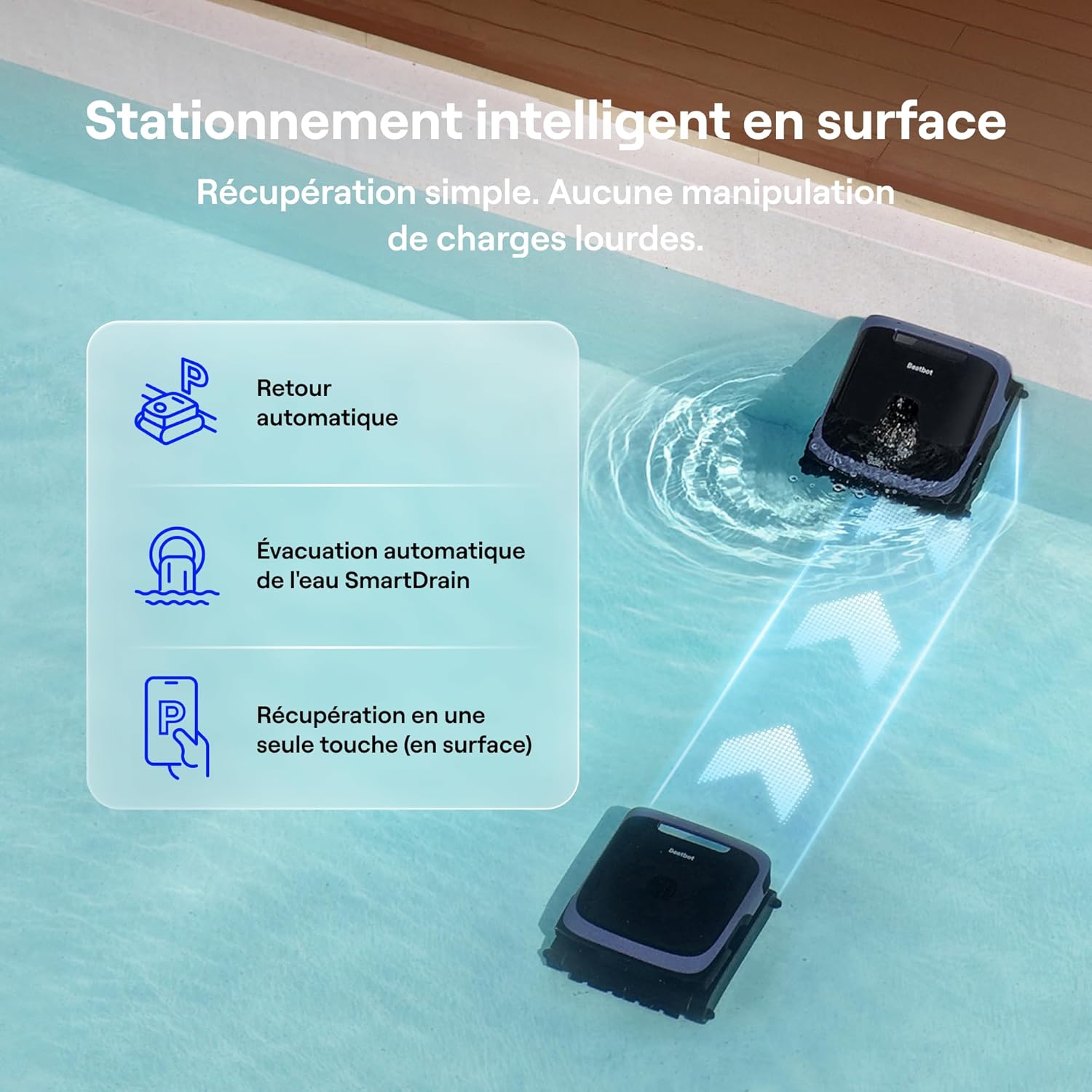 Beatbot - Sora 70 - 300 m² - Robot piscine 4-en-1, 25700 L/h, batterie 10000 mAh, bac 6 L