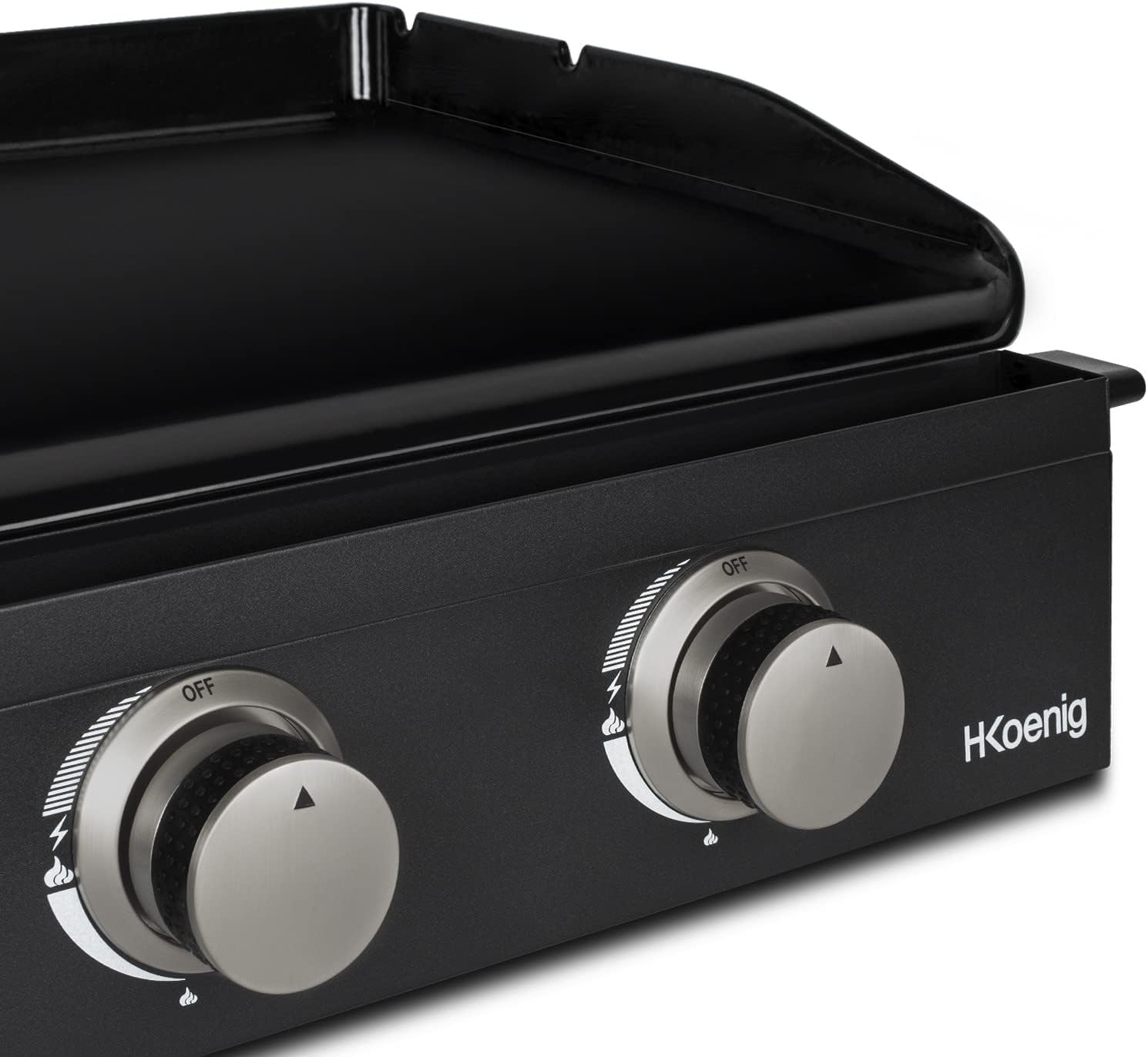 H.Koenig - plancha gaz 2 brûleurs - acier inox, fonte, jusqu'à 350°C - PLX1022