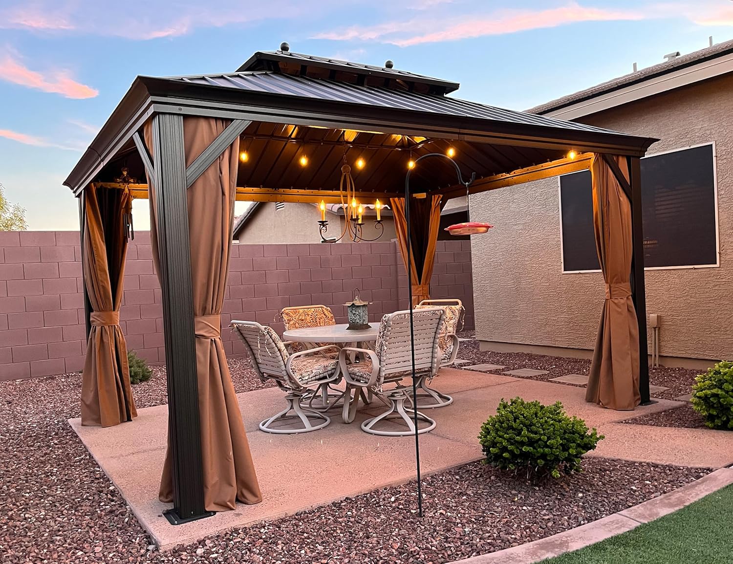 PURPLE LEAF - pergola extérieure 4,25x3m - alu, LED, rideaux, gouttière