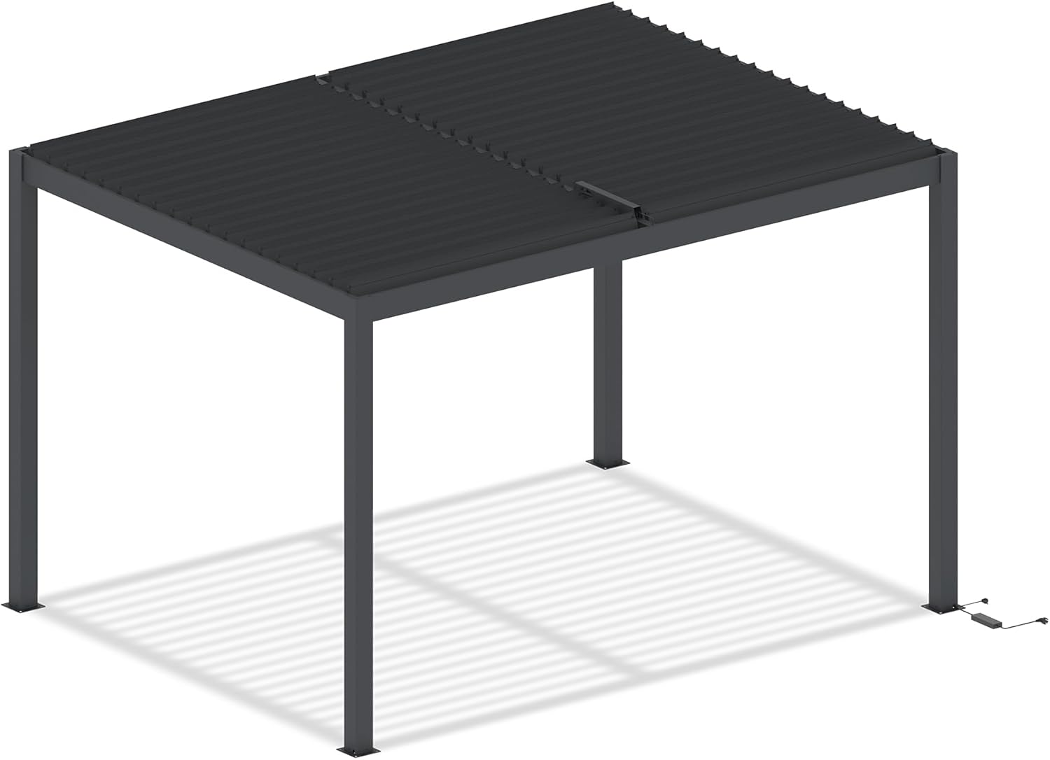Cazeboo - Pergola bioclimatique motorisée série Agosta - 4x3m - LED, aluminium gris, H 250cm
