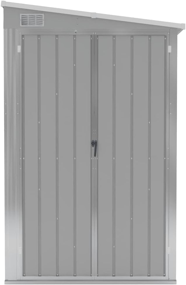 vidaXL Abri de Jardin Mural Abri de Rangement d'Outils Rangement d'Equipement de Jardin Extérieur Gris 118x288x178 cm Acier Galvanisé