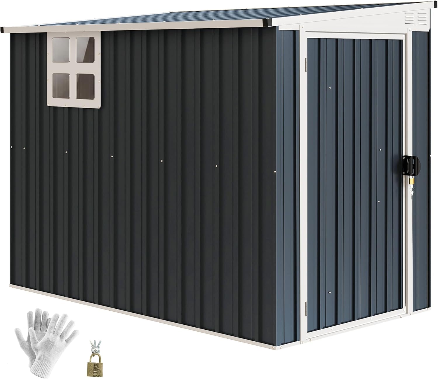 Outsunny - abri de jardin métal - 128x231x181cm - toit pente, fenêtre, porte verrouillable