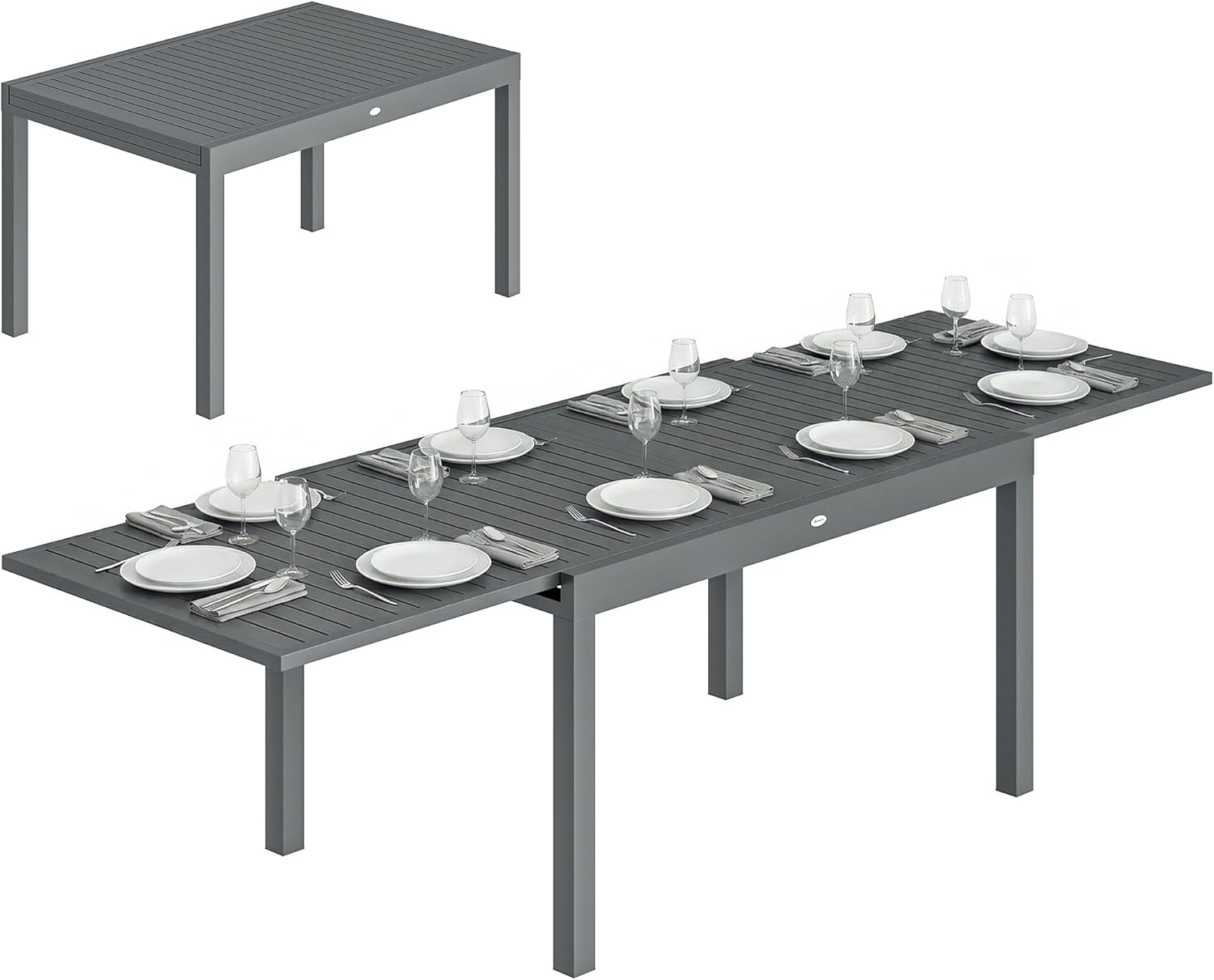 Outsunny - Table Jardin Extensible - 135-270cm - Aluminium, 6-10 pers.
