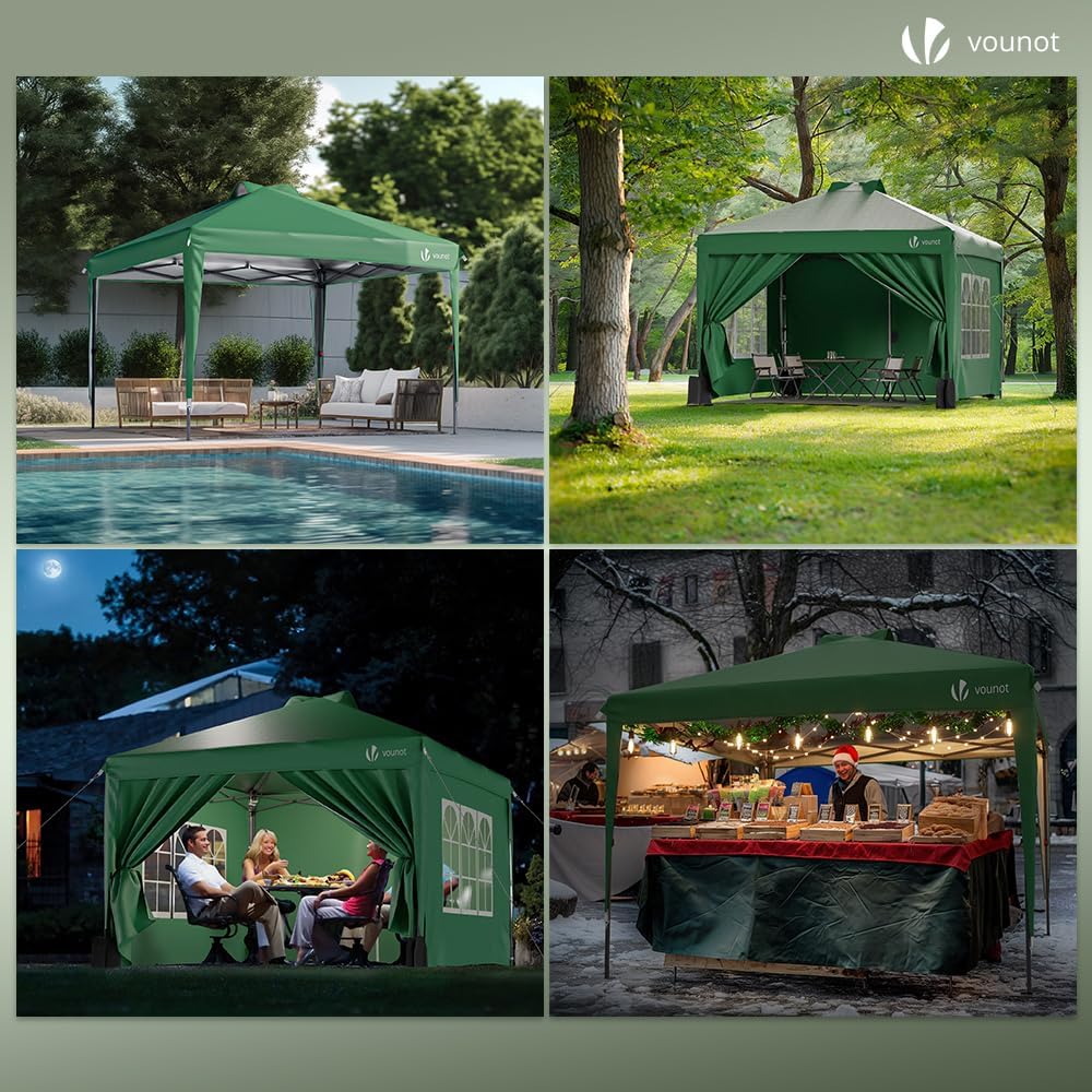 VOUNOT - tonnelle pliante série jardin - 3x3m - imperméable, anti-UV, hauteur réglable
