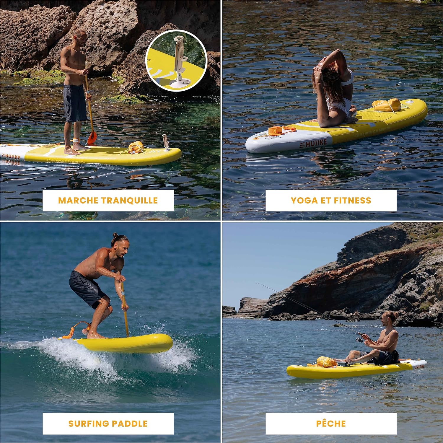 HUIIKE Paddle Gonflable Adulte avec Accessoires Inclus, Pagaie, Ailerons, Pompe. Planche de Stand Up Paddle Grande Stabilité et Résistance. 305 x 84 x 15 cm, Jusqu'à 130 kg