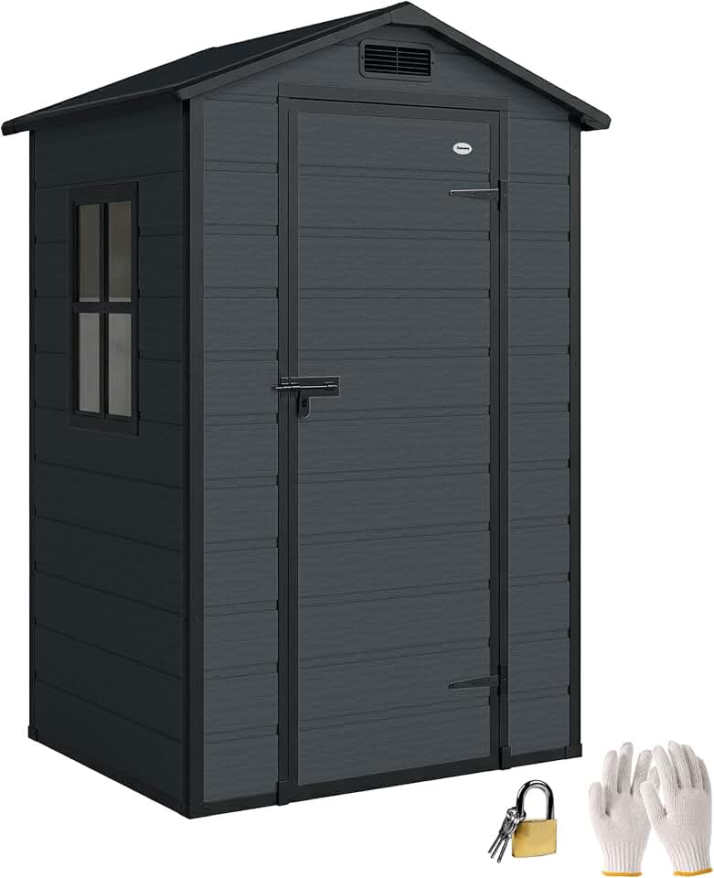 Outsunny - abri de jardin 1,09 m² - PP, aluminium, plancher, porte sécurisée