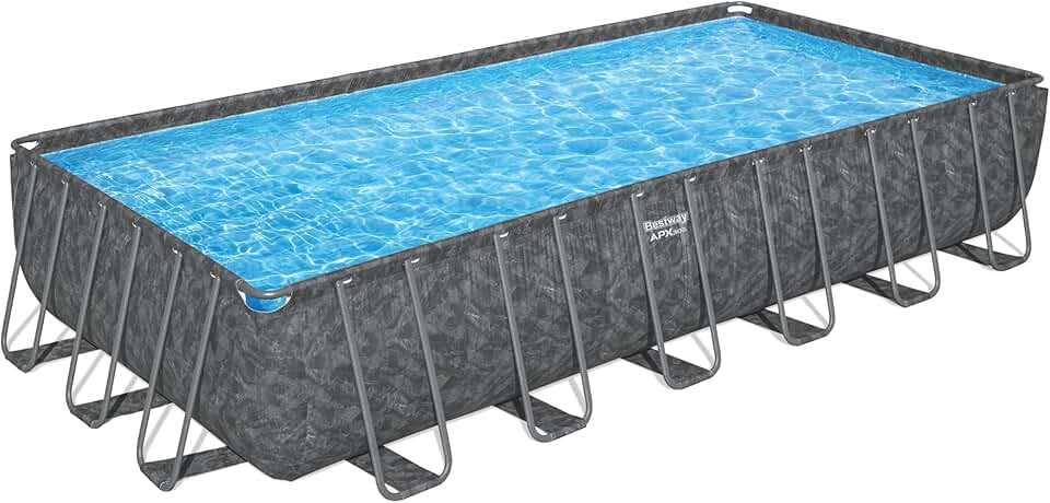 Bestway Piscine Hors Sol rectangulaire APX 365-732 cm x 366 cm x 132 cm - Gris foncé