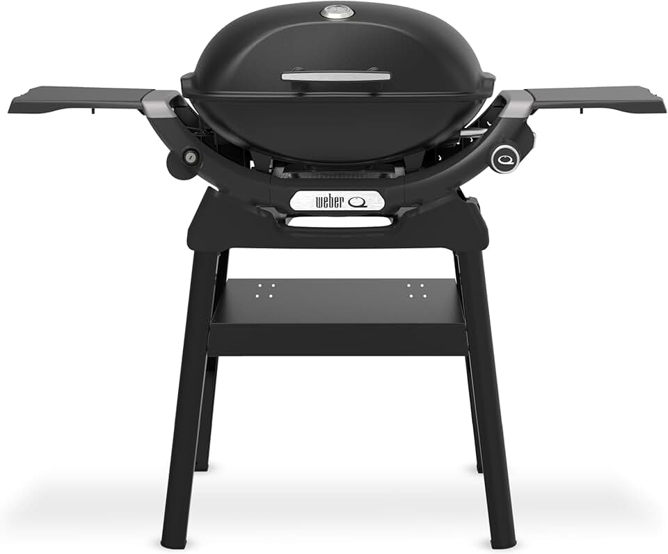 Weber - Q 2200N série barbecue gaz, compact, fonte émaillée, brûleur puissant, tablettes, noir minuit, Q2200N