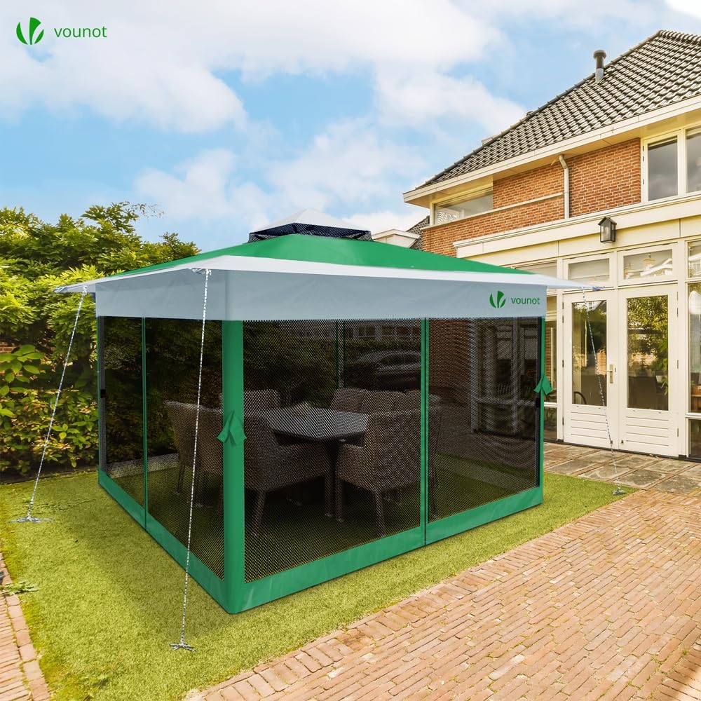 VOUNOT - Tonnelle Jardin Extérieur 3.6x3.6m acier moustiquaire belvédère