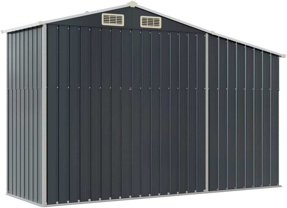 vidaXL Abri de Jardin, Cabane à Outils avec Poignées, Remise à Outils avec Toit, Abri de Rangement Terrasse, Anthracite 277x93x179 cm Acier Galvanisé