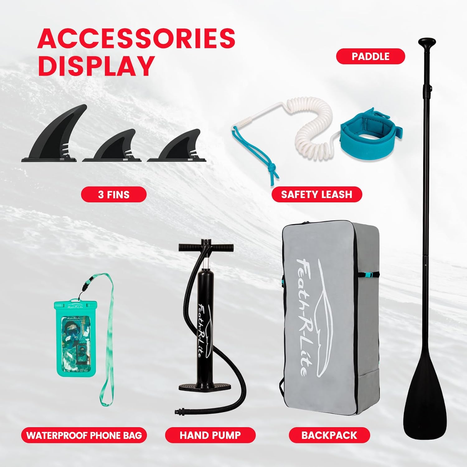FunWater Planche de Surf Gonflable Accessoire Complet Pagaie réglable,Pompe,Sac à Dos de Voyage,Laisse de sécurité,Étui étanche