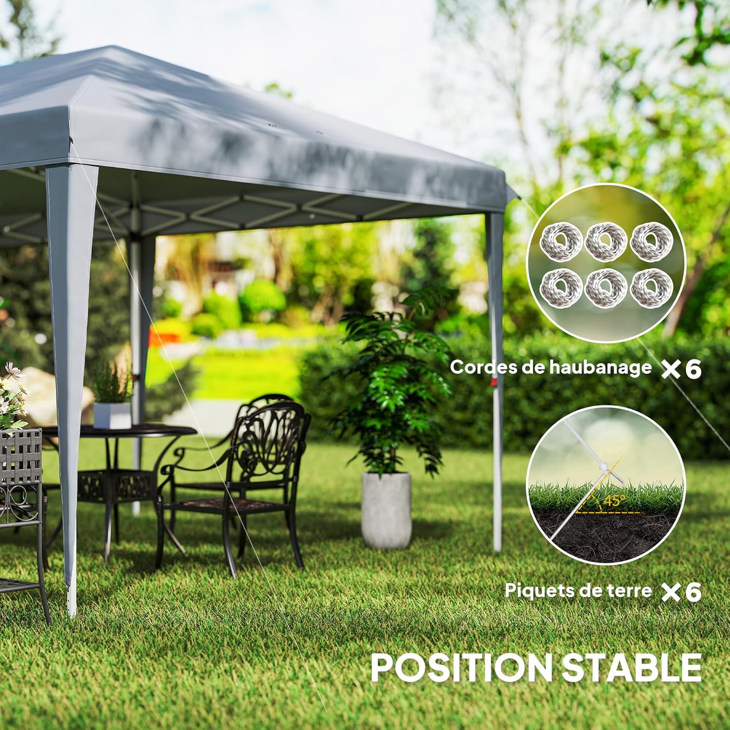 Outsunny Tonnelle Pliante 3x6m tonnelle de Jardin extérieur Barnum de Jardin Pop-up Pliant Sac Inclus Acier époxy Oxford Haute densité Gris Clair