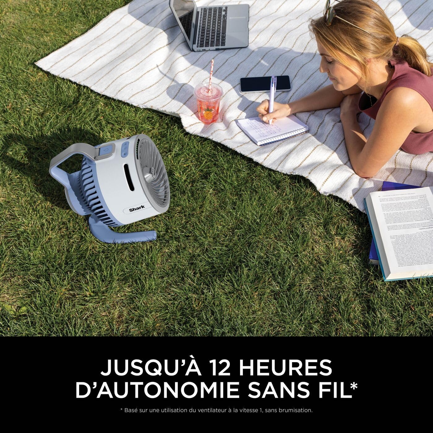 Shark FlexBreeze HydroGo, ventilateur brumisateur portable, rafraîchisseur d'air silencieux intérieur/extérieur, discret et durable, avec/sans fil, léger, 5 réglages de vitesse, Glacier FA050EUBL